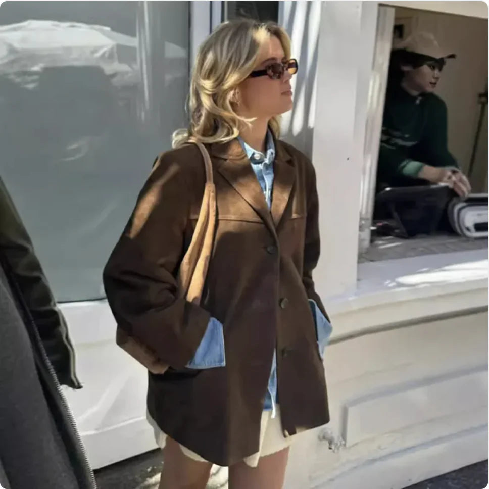 Women's Double-Breasted Polo Collar Trench Coat for Fall & Winter
